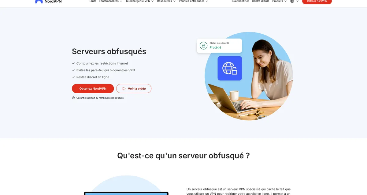 Page des serveurs obfusqués de NordVPN, capture du 31 octobre 2026