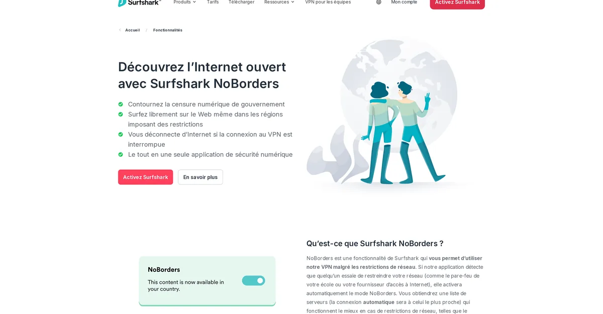 Présentation du mode NoBorders de Surfshark pour les réseaux restrictifs